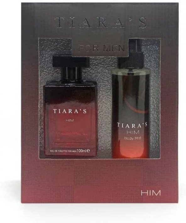 Tiaras Him Edt 100 ml Erkek Parfümü 100 ml + Body Mist Deo Sprey 150 ml