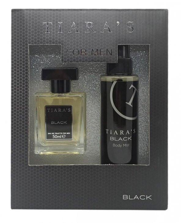 Tiaras Black Erkek Parfümü  Edt 100 ml + Black Body Mist Sprey 150 ml