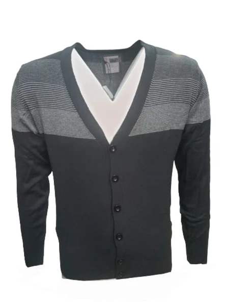 Mcl 16095 Erkek Basic Desenli Önü Düğmeli Hırka ürün görseli