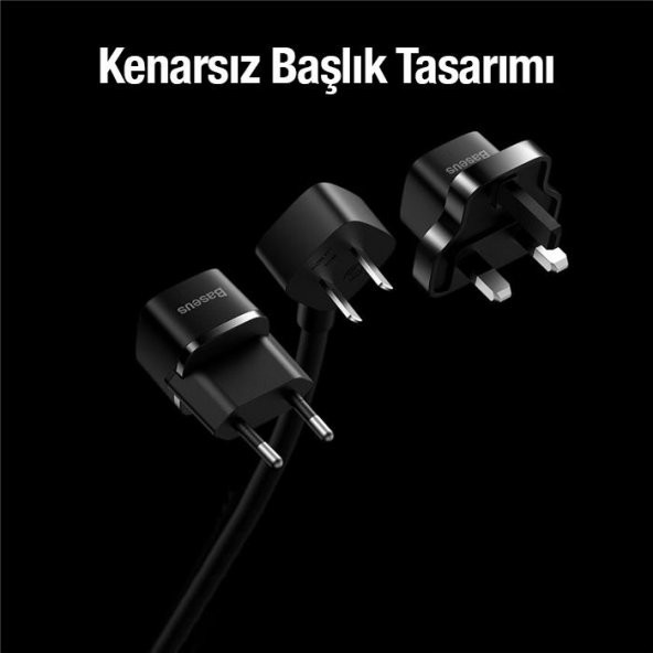 Baseus 1 Metre 2500W EU, UK Çevirici Şarj Adaptörü,Ultra Hızlı Akım Korumalı,Isınmaz Power Strip 1AC - 4