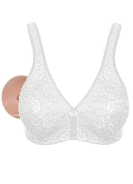 Alışveriş Meydanı Kadın Beyaz (Dantelli) Penye Pamuk Cepli Protez Sütyen ürün görseli 1