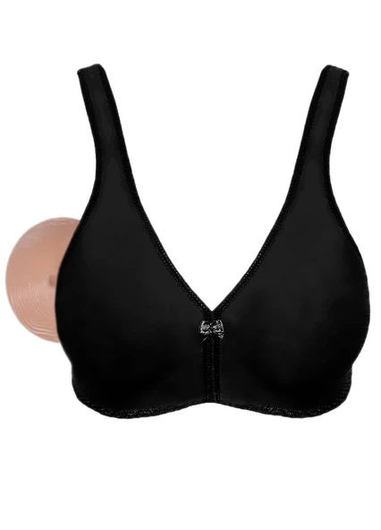 Alışveriş Meydanı Kadın Siyah (Dantelsiz) Penye Pamuk Cepli Protez Sütyen ürün görseli 1