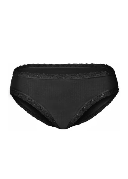 Alışveriş Meydanı Siyah Likralı Dantelli Penye Pamuk Slip Bayan Külot