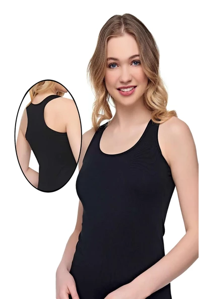 Alışveriş Meydanı Kadın Siyah Kalın Askılı Likralı Sporcu Atlet