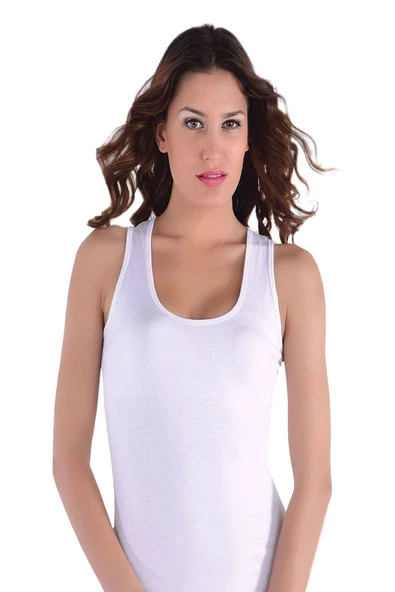 Alışveriş Meydanı Kadın Beyaz Kalın Askılı Ribana Atlet