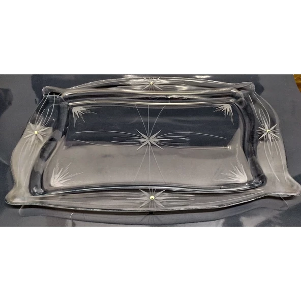 Decocia Dikdörtgen Cam Kahve ve Sunum Tepsisi Mira Desenli - 4