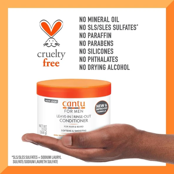 Cantu Kıvırcık ve Dalgalı Saçlar İçin Leave-in Contidioner Erkeklere Özel Durulanmayan Saç Kremi 370 gr - Resim 6