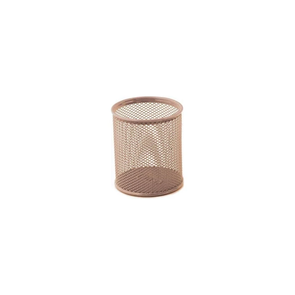 Mas Kalemlik Metal Perforeli Silindir Rose Gold Metal Kalemlik