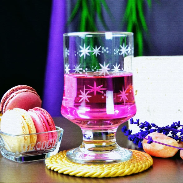 Decocia Aria 6 Adet Ayaklı Su Bardağı Magnolia Cup 310 cc Sema Desenli - Resim 2