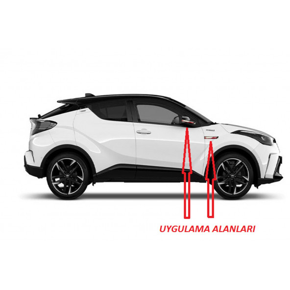 Toyota TRD C-HR Rav4 Yan Aynalar Ve Çamurluk Yanı Damla Desen Bıçak Logo Arma Seti - 5