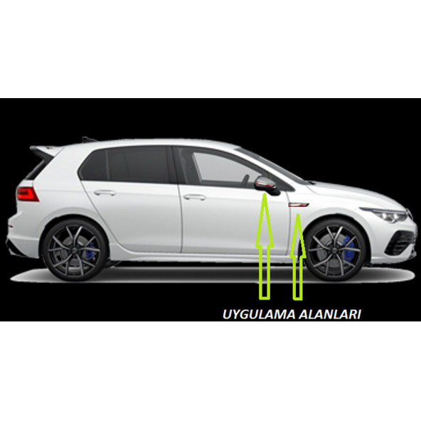 Volkswagen Golf R32 Yan Aynalar Ve Çamurluk Yanı Damla Desen Bıçak Logo Arma Seti - Resim 5