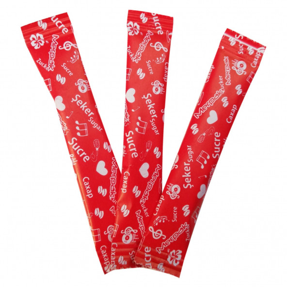 Stick Şeker 3 Gr x 1000'li Kırmızı Baskılı Toz Şeker - 3
