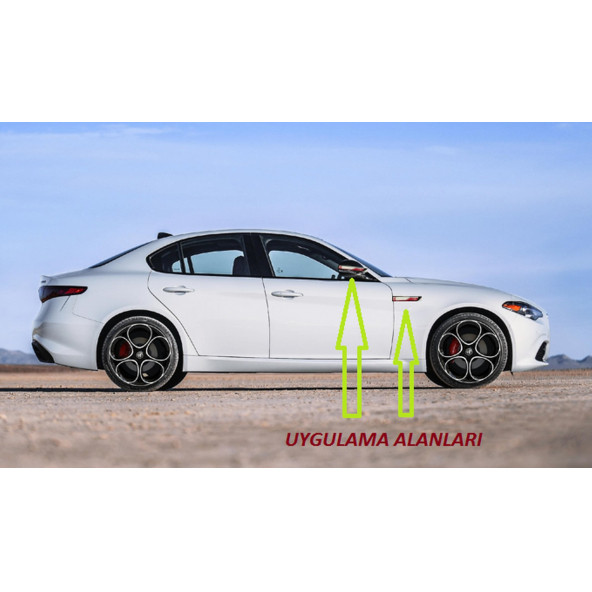 Alfa Romeo Giulia Yan Aynalar Ve Çamurluk Yanı Damla Desen Bıçak Logo Arma Seti - 5