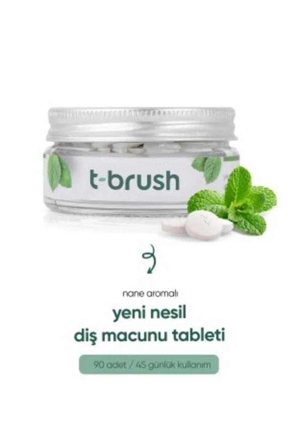 T-brush Naneli Doğal Diş Macunu Tableti Florürsüz 90 Tablet