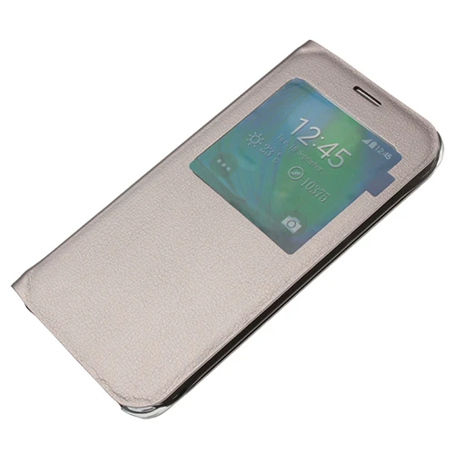Samsung Galaxy S6 Kılıf S-View Pencereli (Suni Deri) - Altın - Resim 2
