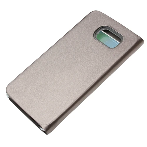 Samsung Galaxy S6 Kılıf S-View Pencereli (Suni Deri) - Altın - Resim 4