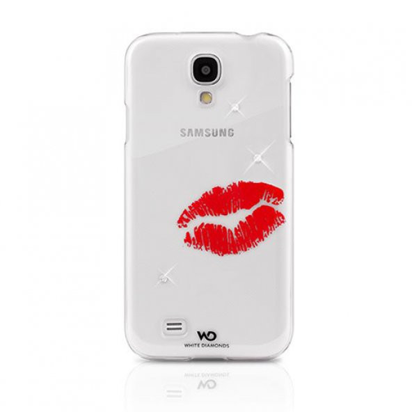 White Diamonds Galaxy S4 Swarovski Lipstick Kiss Desenli Kılıf - Şeffaf (Outlet)