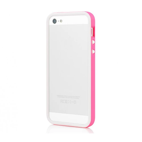 Tavik Apple iPhone SE/5S/5 Kılıf Bumper Beyaz - Pembe PKG1170 ürün görseli 1