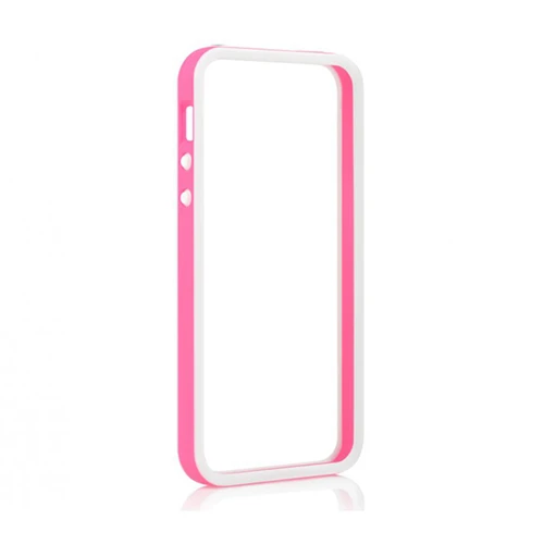 Tavik Apple iPhone SE/5S/5 Kılıf Bumper Beyaz - Pembe PKG1170 - Resim 4