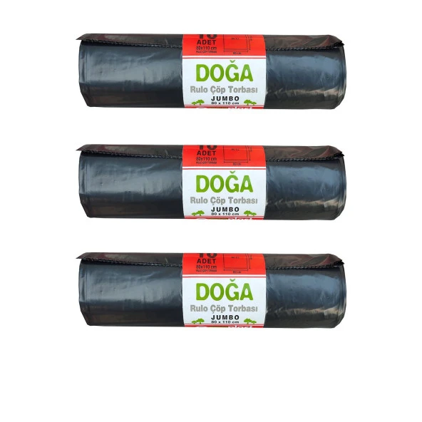 Ecoplast Battal Boy Çöp Torbası Poşeti - 500 Gr. - 90 Litre - 80 x 110 Cm / 10 Adetlik 3 Rulo