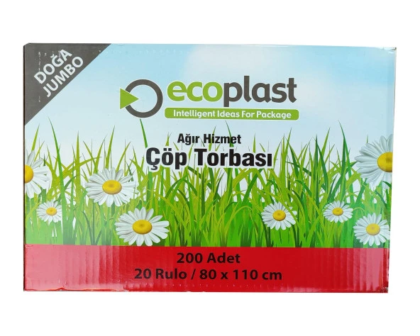 Ecoplast Battal Boy Çöp Torbası Poşeti - 500 Gr. - 90 Litre - 80 x 110 Cm / 10 Adetlik 3 Rulo - Resim 6