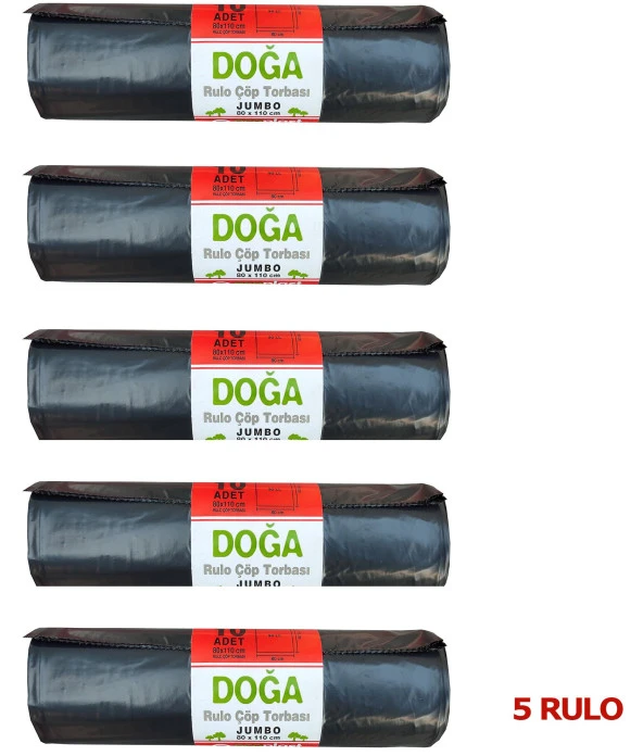 Ecoplast Battal Boy Çöp Torbası Poşeti - 500 Gr. - 90 Litre - 80 x 110 Cm / 10 Adetlik 5 Rulo - Resim 2