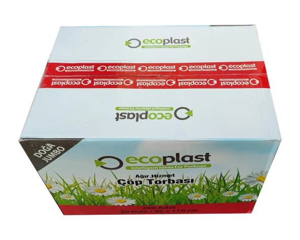 Ecoplast Battal Boy Çöp Torbası Poşeti - 500 Gr. - 90 Litre - 80 x 110 Cm / 10 Adetlik 5 Rulo - Resim 4