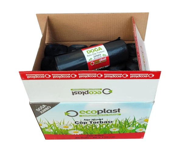 Ecoplast Battal Boy Çöp Torbası Poşeti - 500 Gr. - 90 Litre - 80 x 110 Cm / 10 Adetlik 5 Rulo - Resim 5