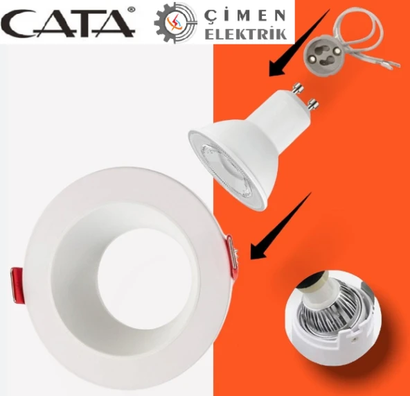 5 ADET CATA CT 5040 Beyaz Spot Kasası - 3