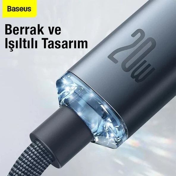 Baseus 20W 1.2metre Type C To Iphone Lightning Ultra Hızlı Şarj ve Data Kablosu,Akım Korumalı Kablo - 8