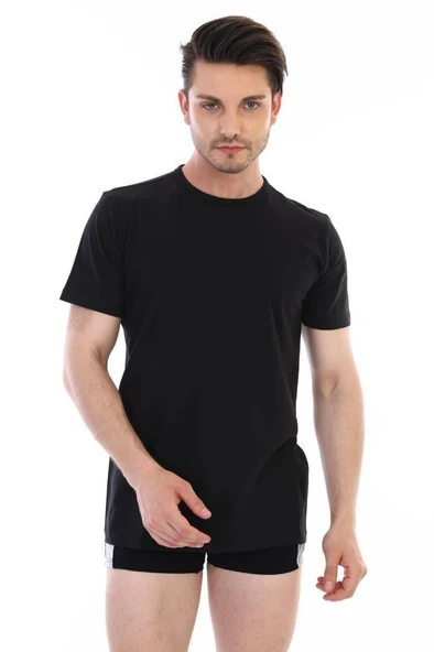 Çift Kaplan Erkek Kısa Kollu Süprem Fanila Atlet Siyah Tişört 947