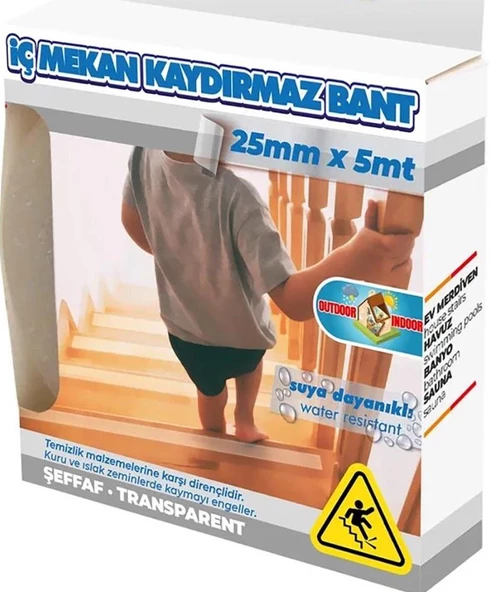 Şeffaf Transparan Zemin Kaydırmaz Duş,Havuz Kaydırmaz Bant 25mmX5MT - 3
