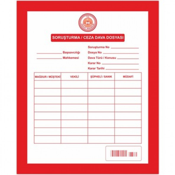 İmalat Avukat Soruşturma Ceza Dava Icra Dosyası Kırmızı 1. Kalite 50'lik Paket