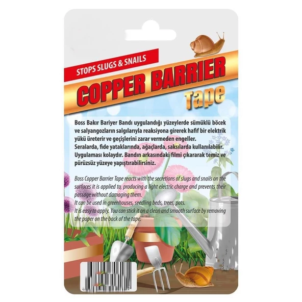 Salyangoz ve Sümüklü Böcek Engelleyici Statik Elektirik Yüklü Bakır Bariyer Bandı 18mmx2mt - Resim 3