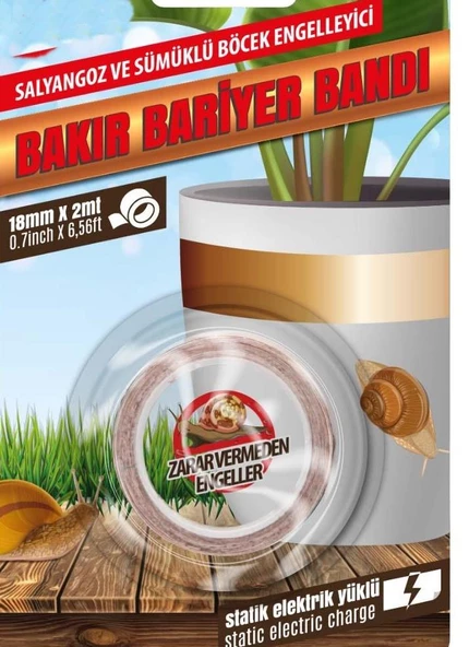 Salyangoz ve Sümüklü Böcek Engelleyici Statik Elektirik Yüklü Bakır Bariyer Bandı 18mmx2mt - Resim 4