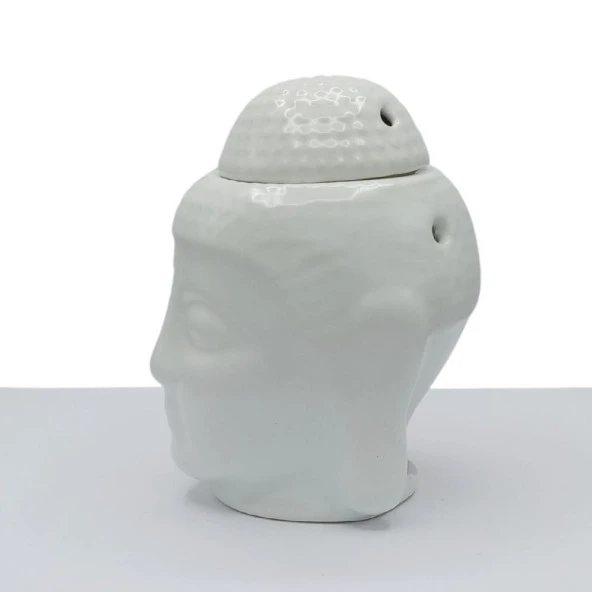 Seramik Buda Buhurdanlık Beyaz Mat 13cm - 4