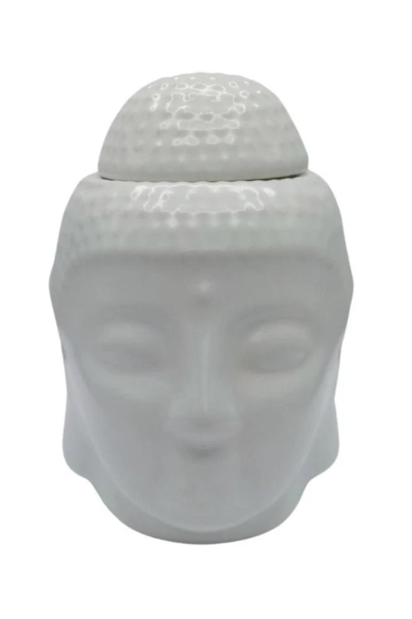 Seramik Buda Buhurdanlık Beyaz Mat 13cm - 5
