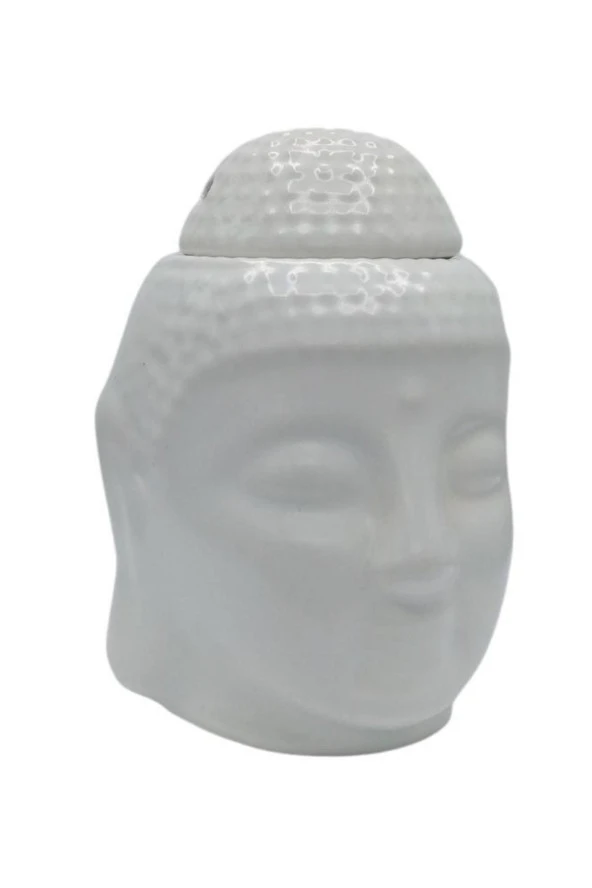 Seramik Buda Buhurdanlık Beyaz Mat 13cm - 6