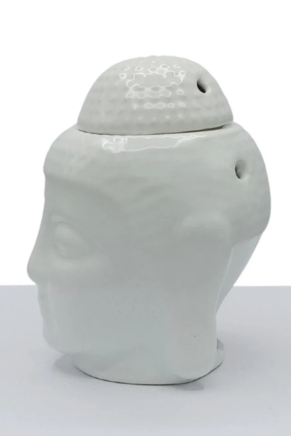 Seramik Buda Buhurdanlık Beyaz Mat 13cm - 7
