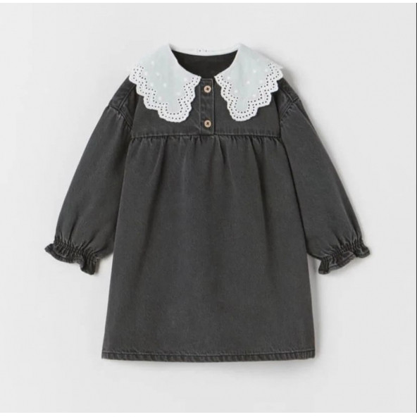 Kız Çocuk Orjinal Marka Siyah Kot Elbise