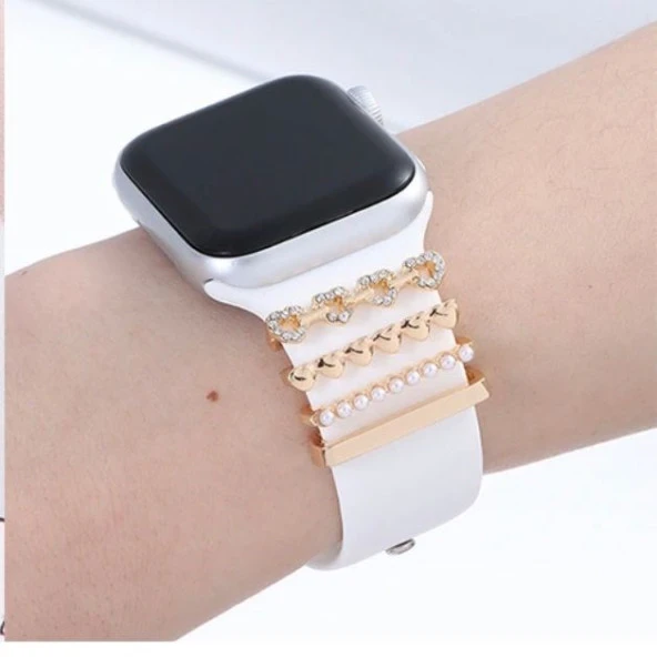 Apple Watch  Kalpli Taşlı Charm Akıllı Saat Kordon Aksesuarı