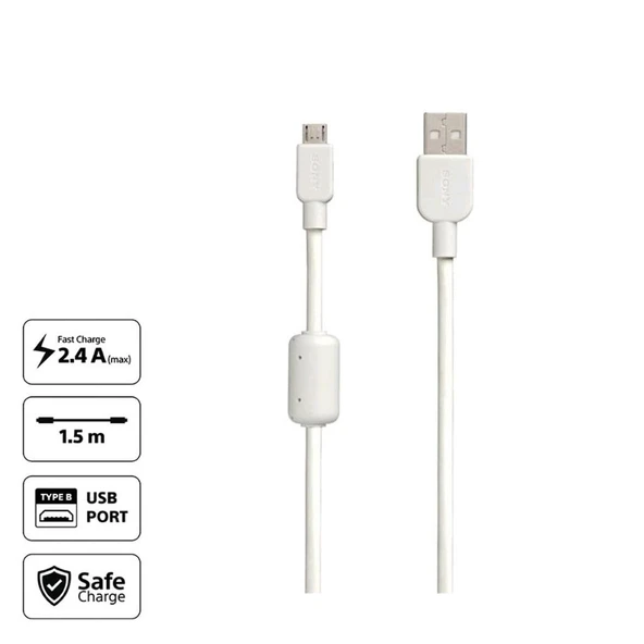 SONY CP-AB150 Orjinal Hızlı Şarj Micro Usb Data ve Şarj Kablosu - Beyaz