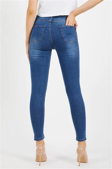 Likralı Bayan Kot Pantolon 000106 - 4