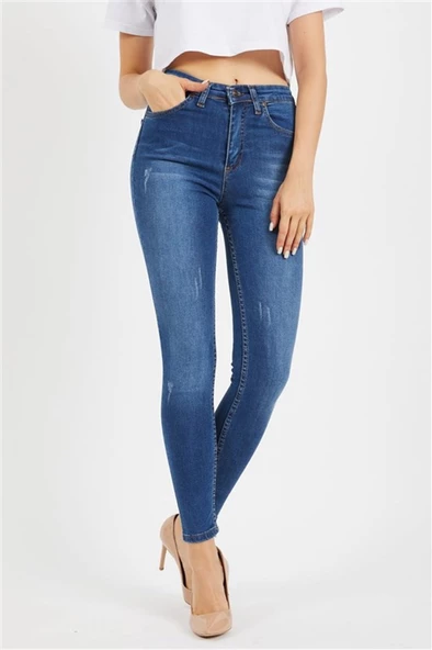 Likralı Bayan Kot Pantolon 000106 - 2