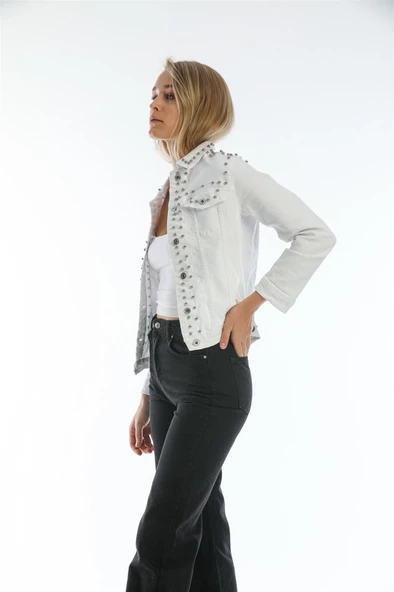 Bayan Yeni Model Taşlı Kot Ceket 433556 - 3