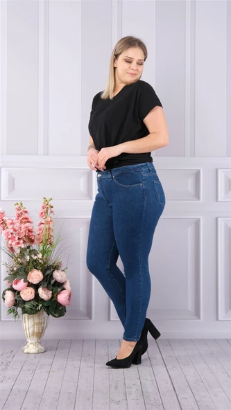 Bayan Büyük beden kot pantolon 5455 - 3