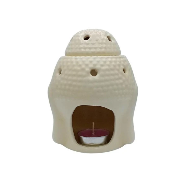 Seramik Buda Buhurdanlık Krem Mat 13cm - 4