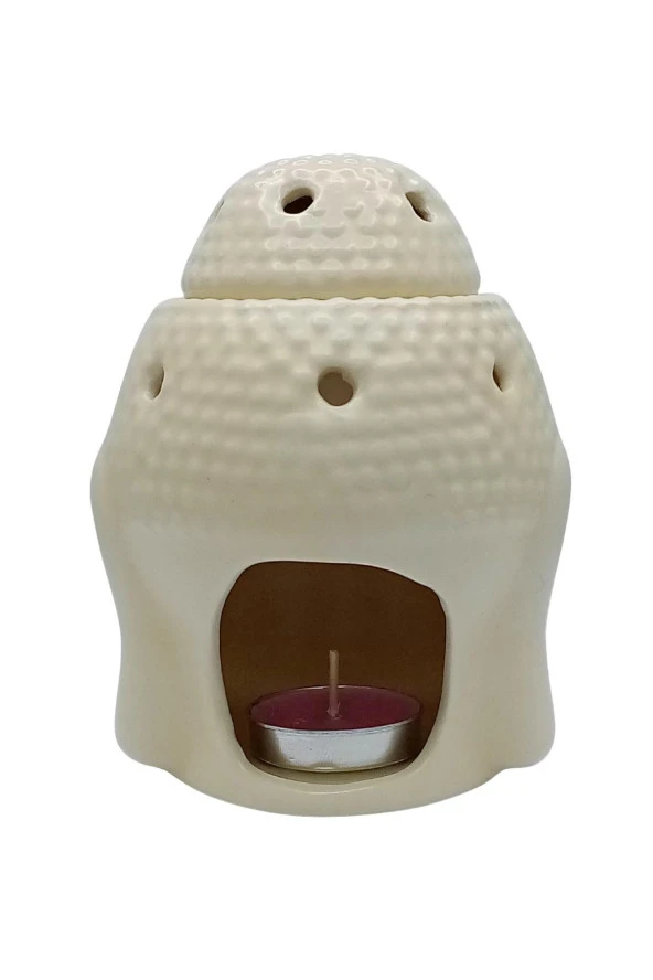 Seramik Buda Buhurdanlık Krem Mat 13cm - 8