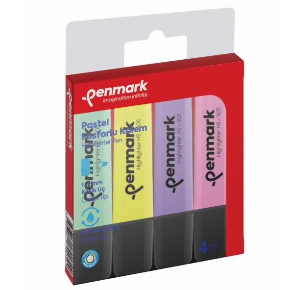 Penmark Fosforlu Kalem 4 Lü Karışık Renk Pastel İşaretleme Kalemi (24 Adet 4 Lü Paket)