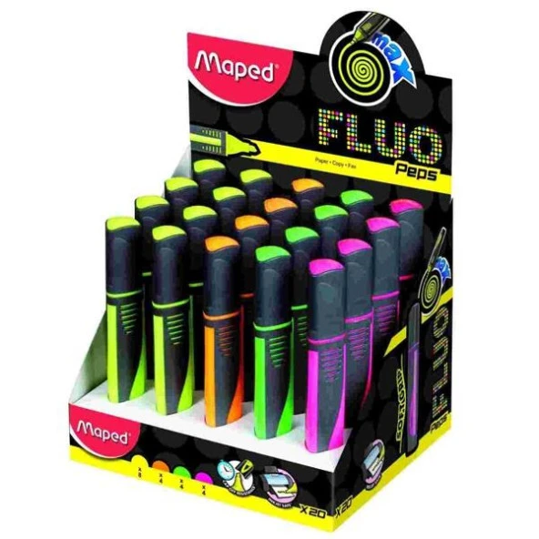 Maped Fosforlu Kalem Fluo Paps 5 Renk Fosforlu İşaretleme Kalemi (24 Lü Paket)
